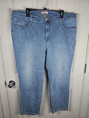 KUT from the Kloth Rhinestone Straight Leg Jeans Plus Size 20W